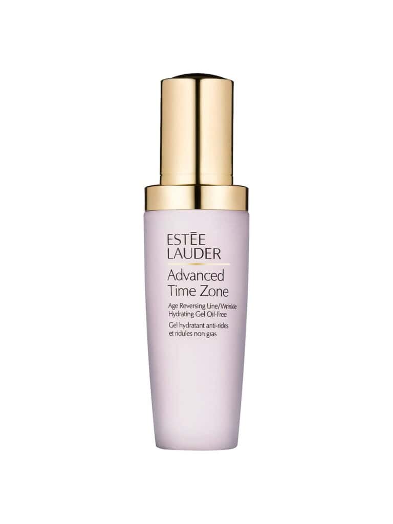 Estée Lauder Advanced Time Zone serum bottle with gold cap.