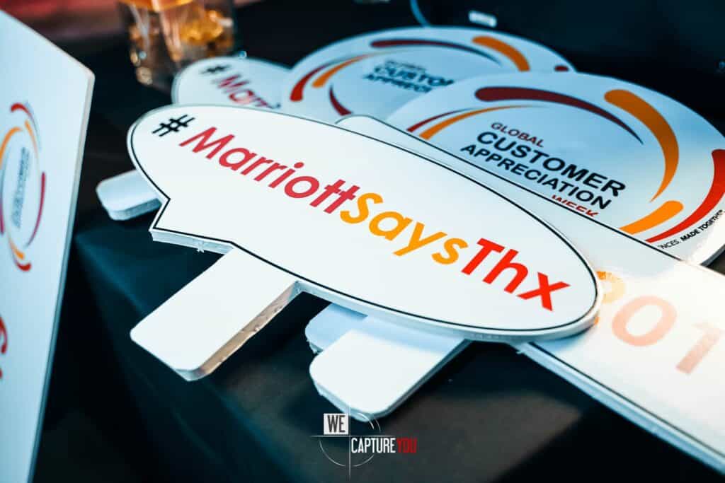 Promotional stickers for Marriott and customer appreciation event at WeCaptureYou.